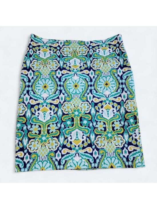 Jones New York Dresses & Skirts - Jones New York Navy, Teal & Lime Patterned Pencil Skirt